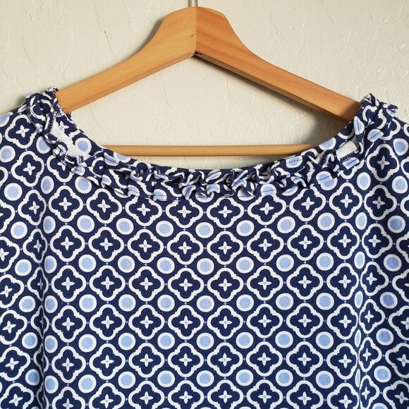 Talbots Printed Cotton Knit Shift Dress Knee Length Blue Size 3X Plus Sleeveless - Picture 8 of 9